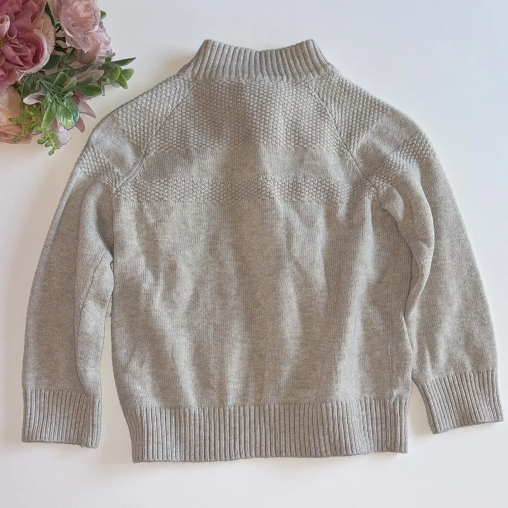 Gray Toddler Zip up Sweater Boys 4T Grandpa Cardigan Zip Up light Gray Sweater